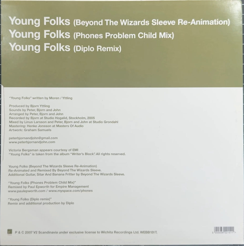 Peter Bjorn & John - Young Folks - 2007 UK 12" Single VG+/VG+