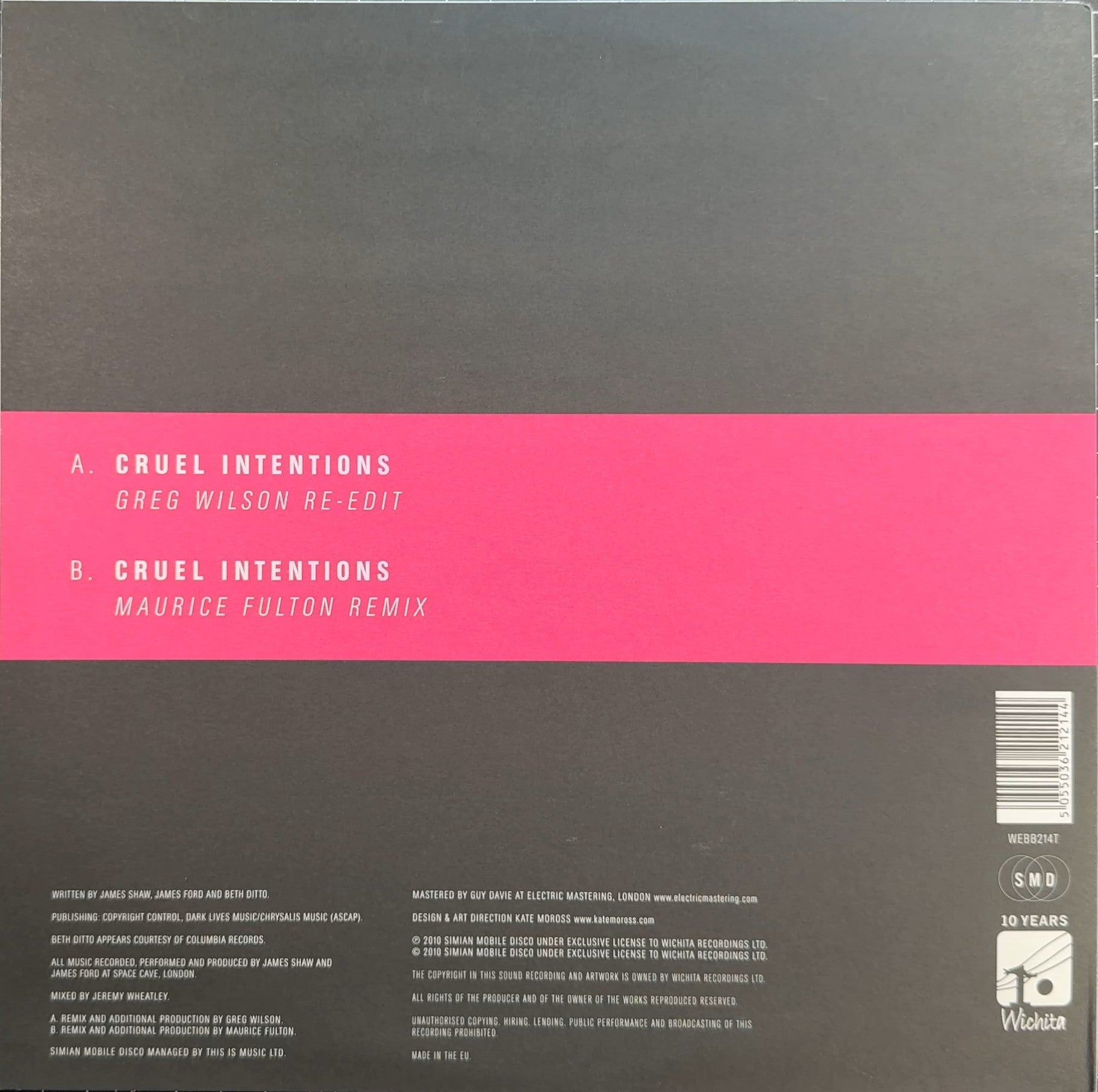 Simian Mobile Disco - Cruel Intentions 2010 UK 12" Single VG+ - 3 Versions