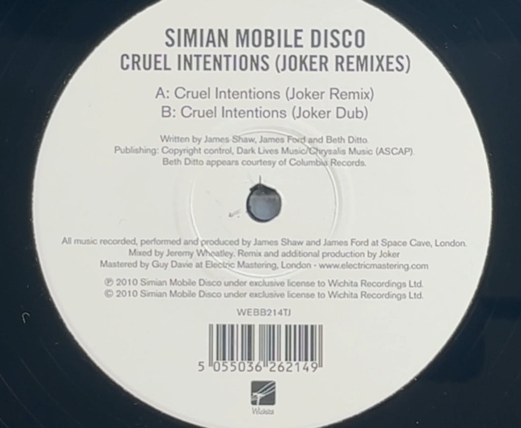 Simian Mobile Disco - Cruel Intentions 2010 UK 12" Single VG+ - 3 Versions
