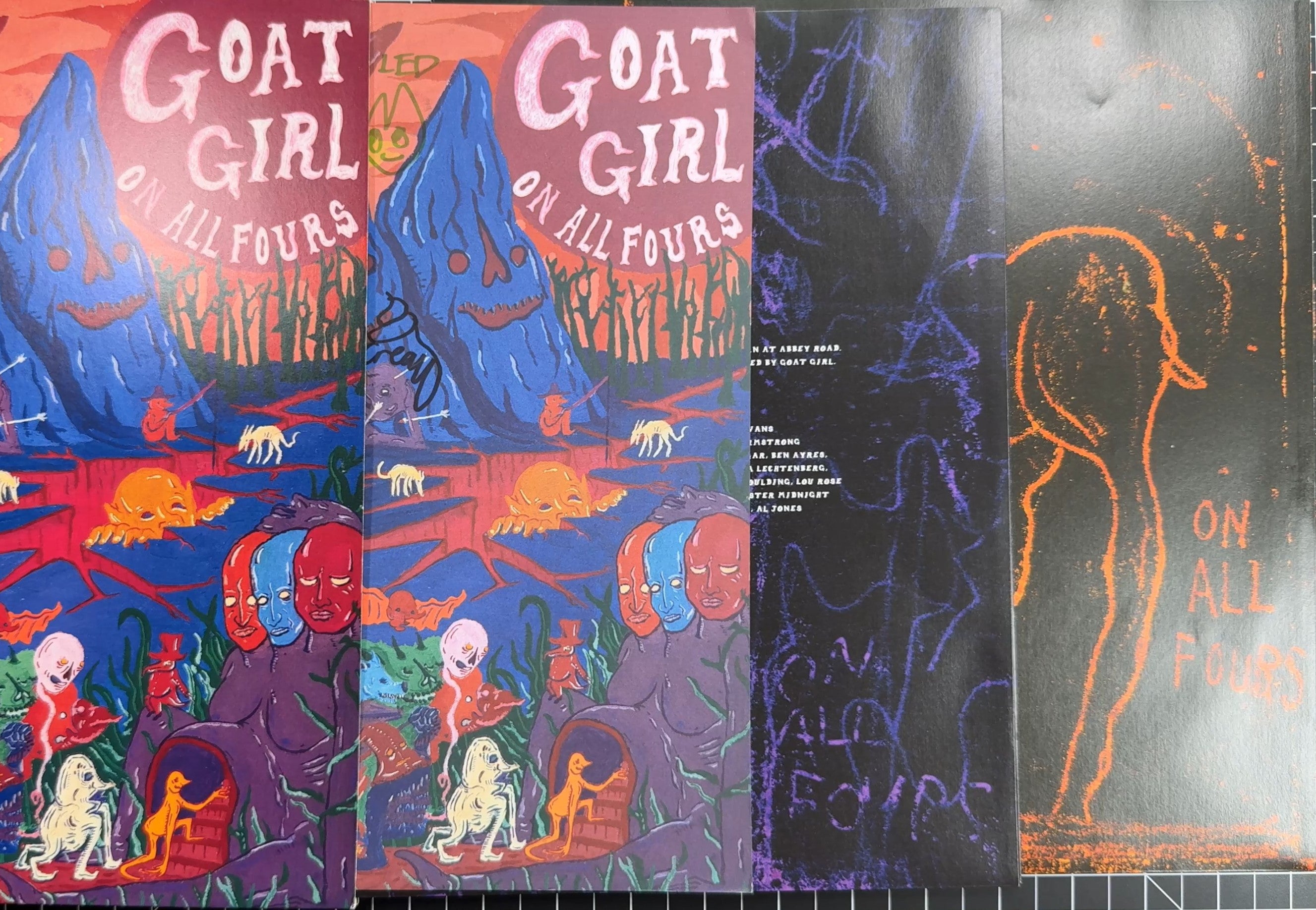 AUTOGRAPH Goat Girl - On All Fours SIGNED Ltd Edtn Pink VG+/VG+