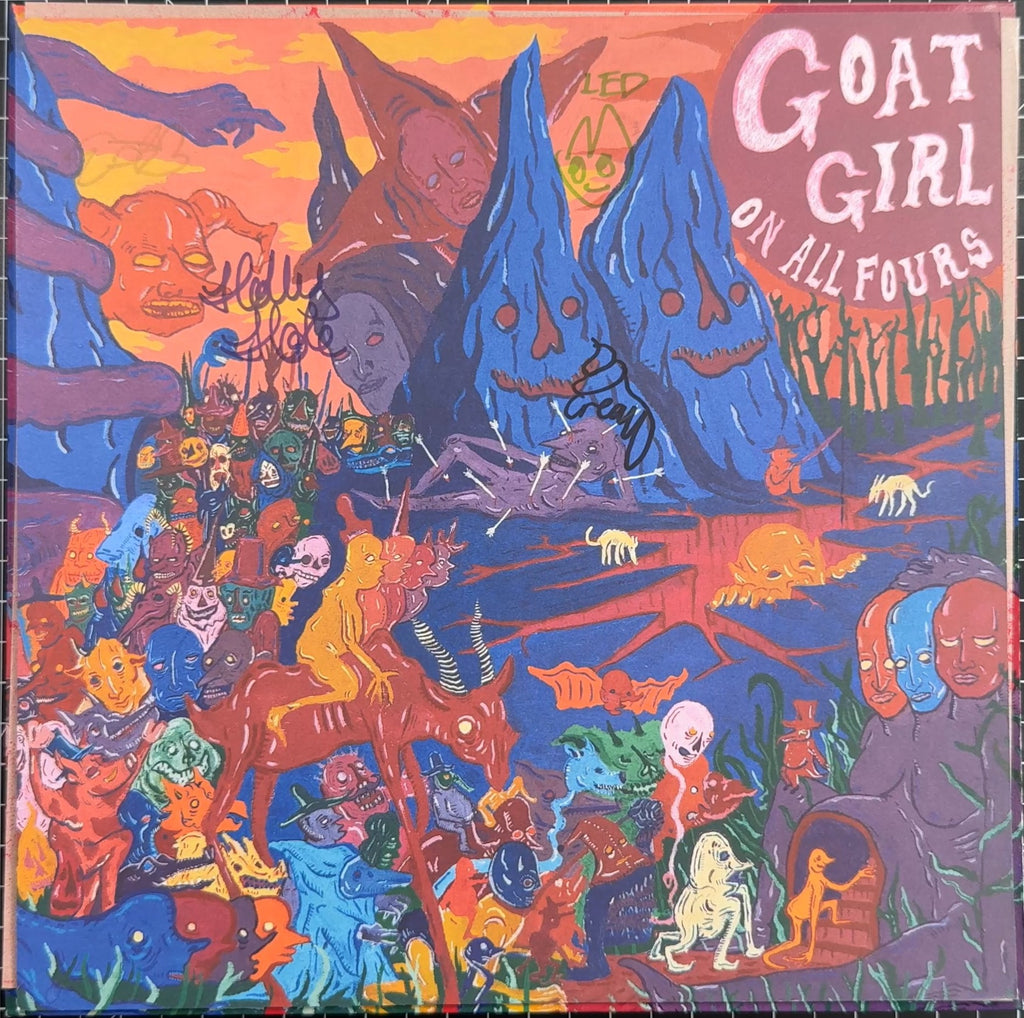 AUTOGRAPH Goat Girl - On All Fours SIGNED Ltd Edtn Pink VG+/VG+