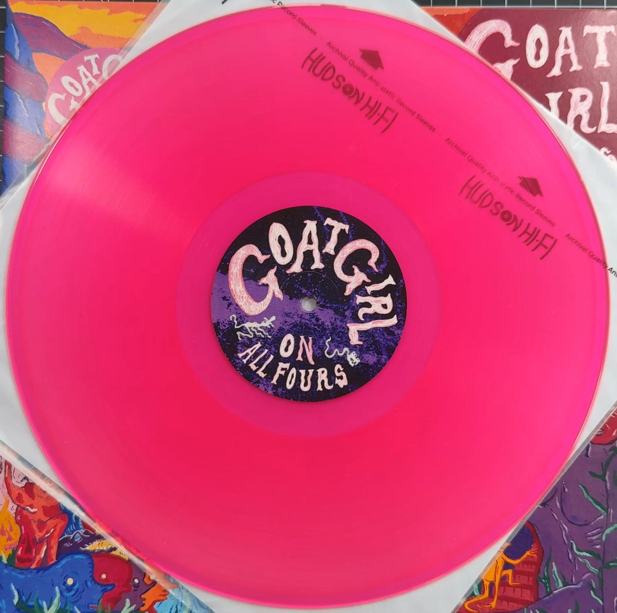 AUTOGRAPH Goat Girl - On All Fours SIGNED Limited Edition Pink VG+/VG+