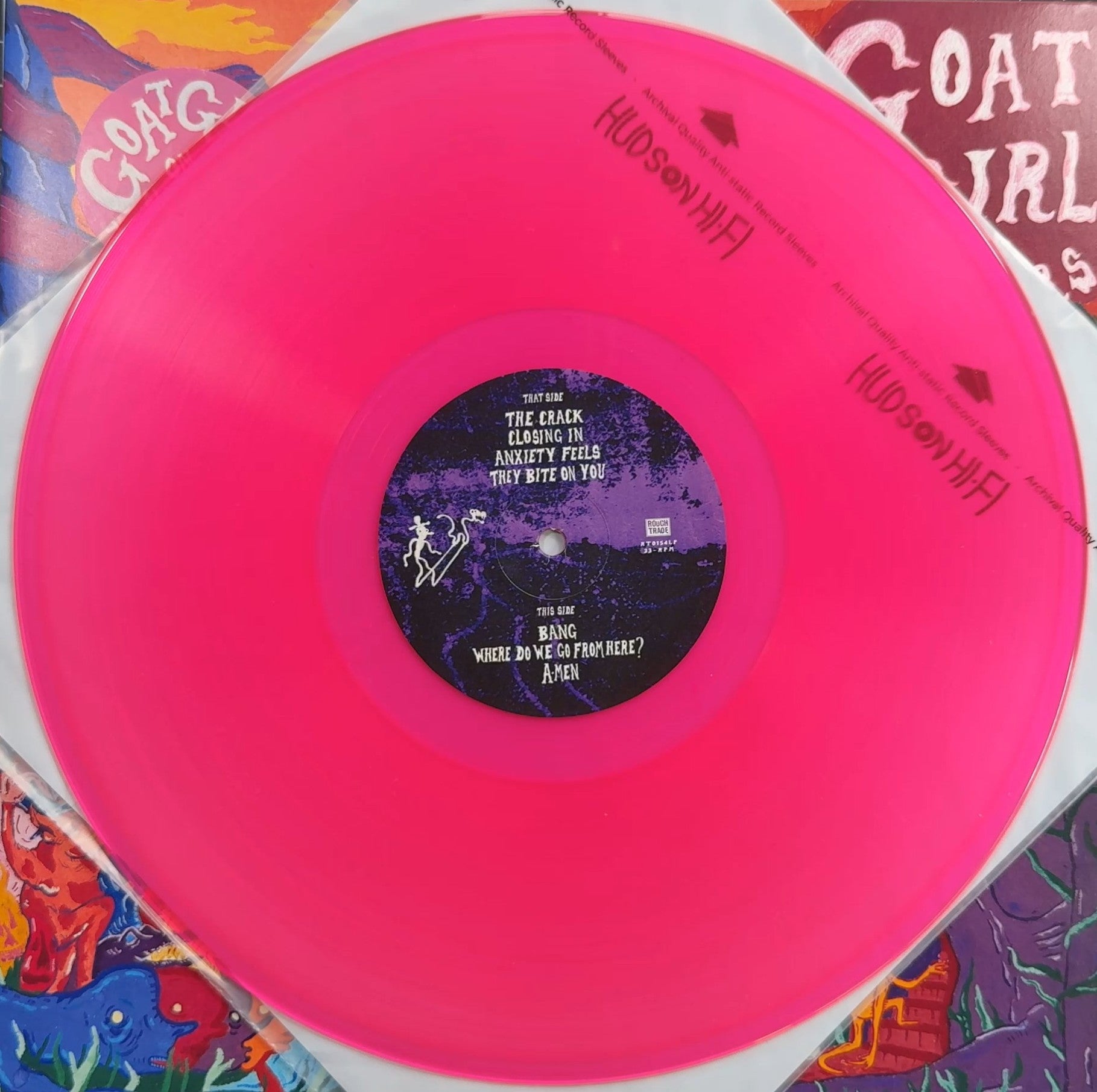 AUTOGRAPH Goat Girl - On All Fours SIGNED Ltd Edtn Pink VG+/VG+