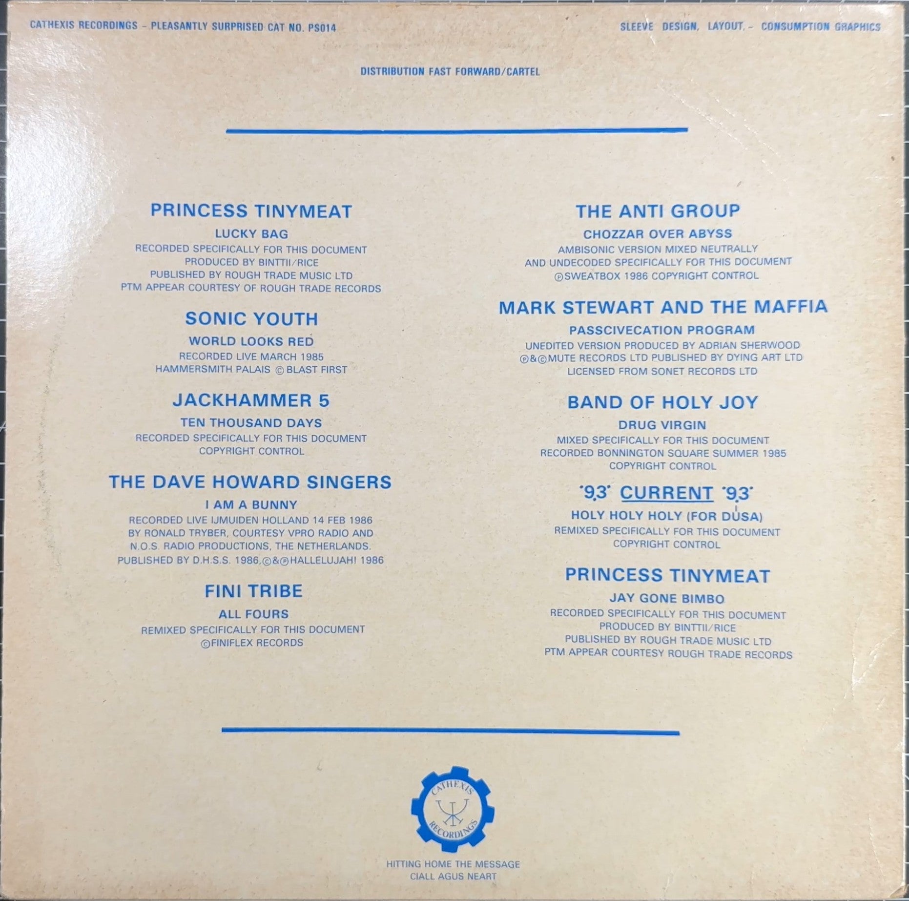 Rare 1986 UK Compilation "You Bet We've Got Something Against You" VG+ w Sonic Youth