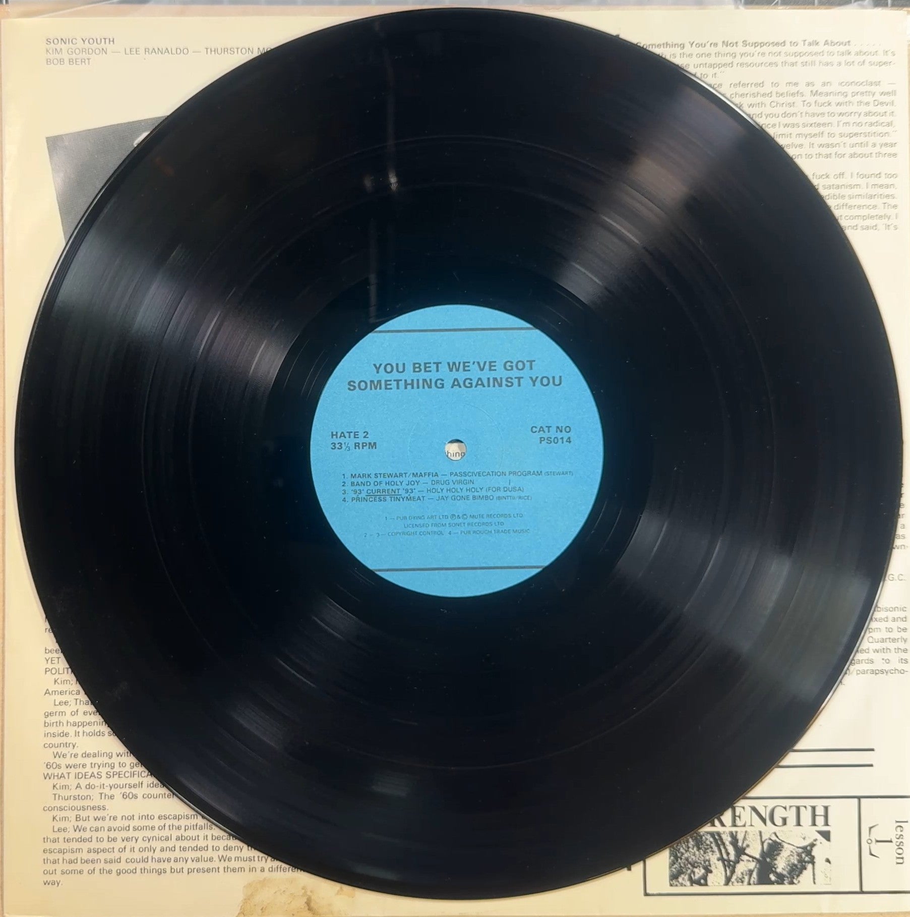 Rare 1986 UK Compilation "You Bet We've Got Something Against You" VG+ w Sonic Youth