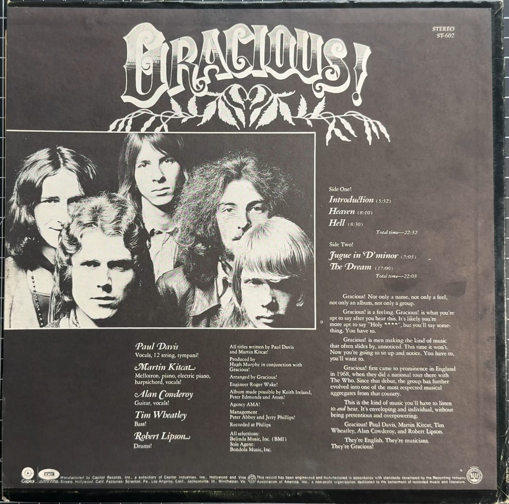 Gracious! 1970 US 1st Press VG/VG