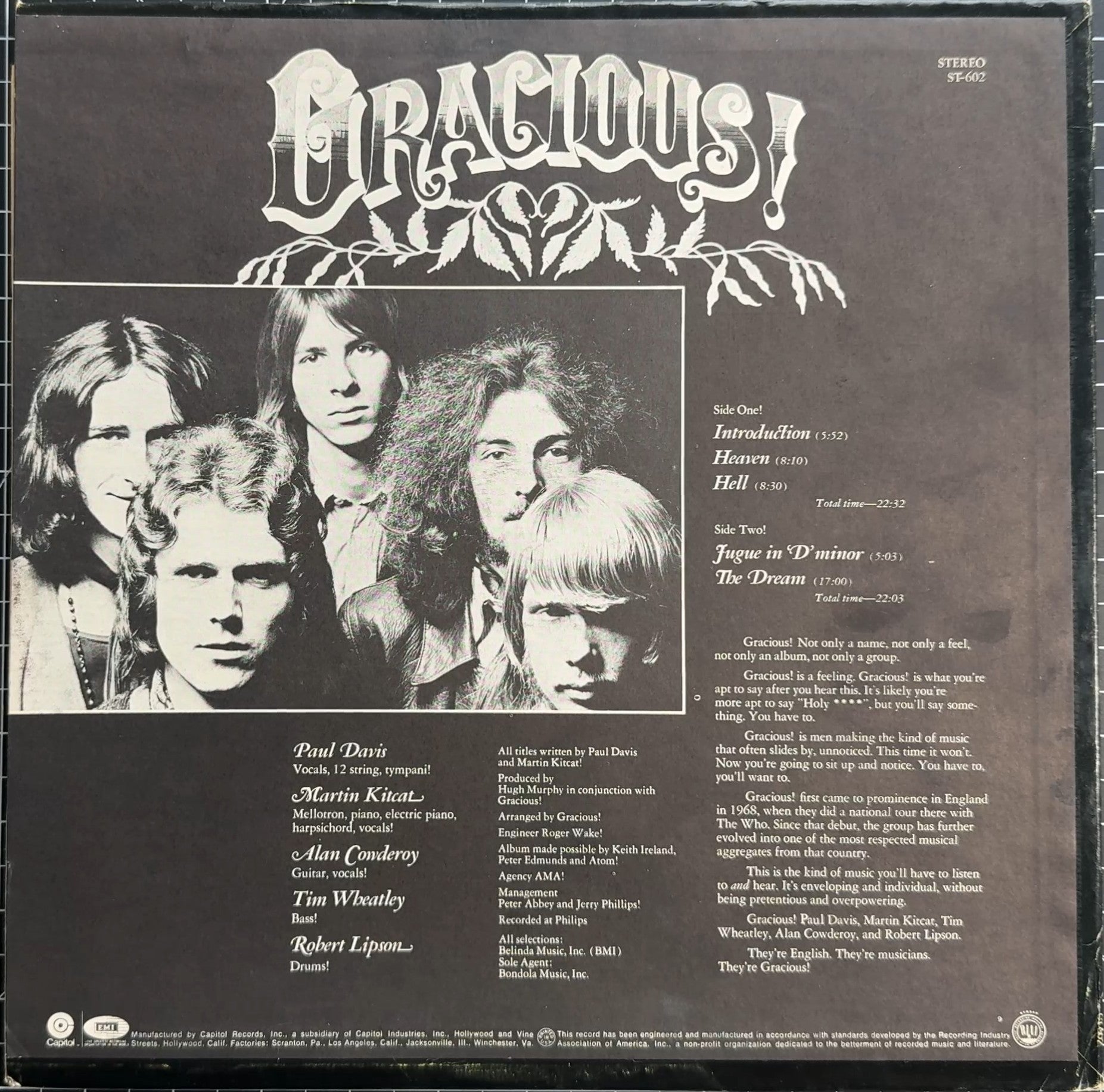 Gracious! 1970 US 1st Press VG/VG
