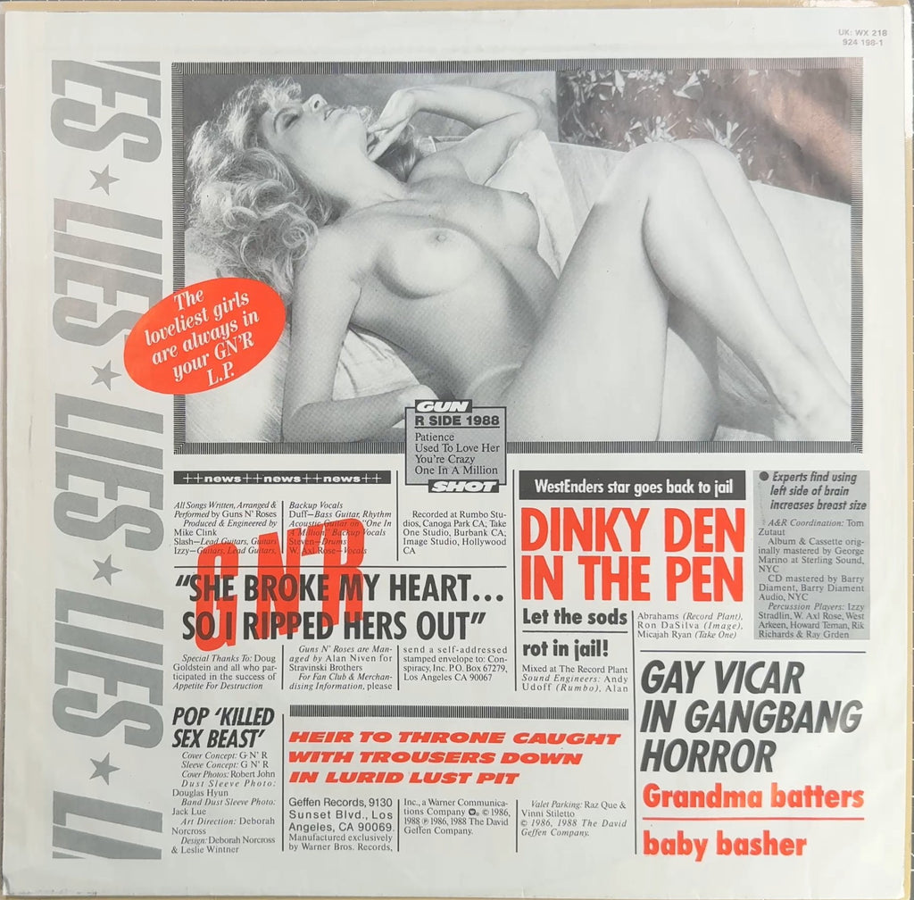GN'R Lies -1988 Orig 1st Press Uncensored Euro VG+/VG+