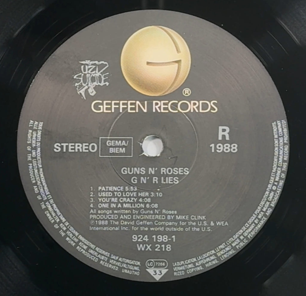 GN'R Lies -1988 Orig 1st Press Uncensored Euro VG+/VG+
