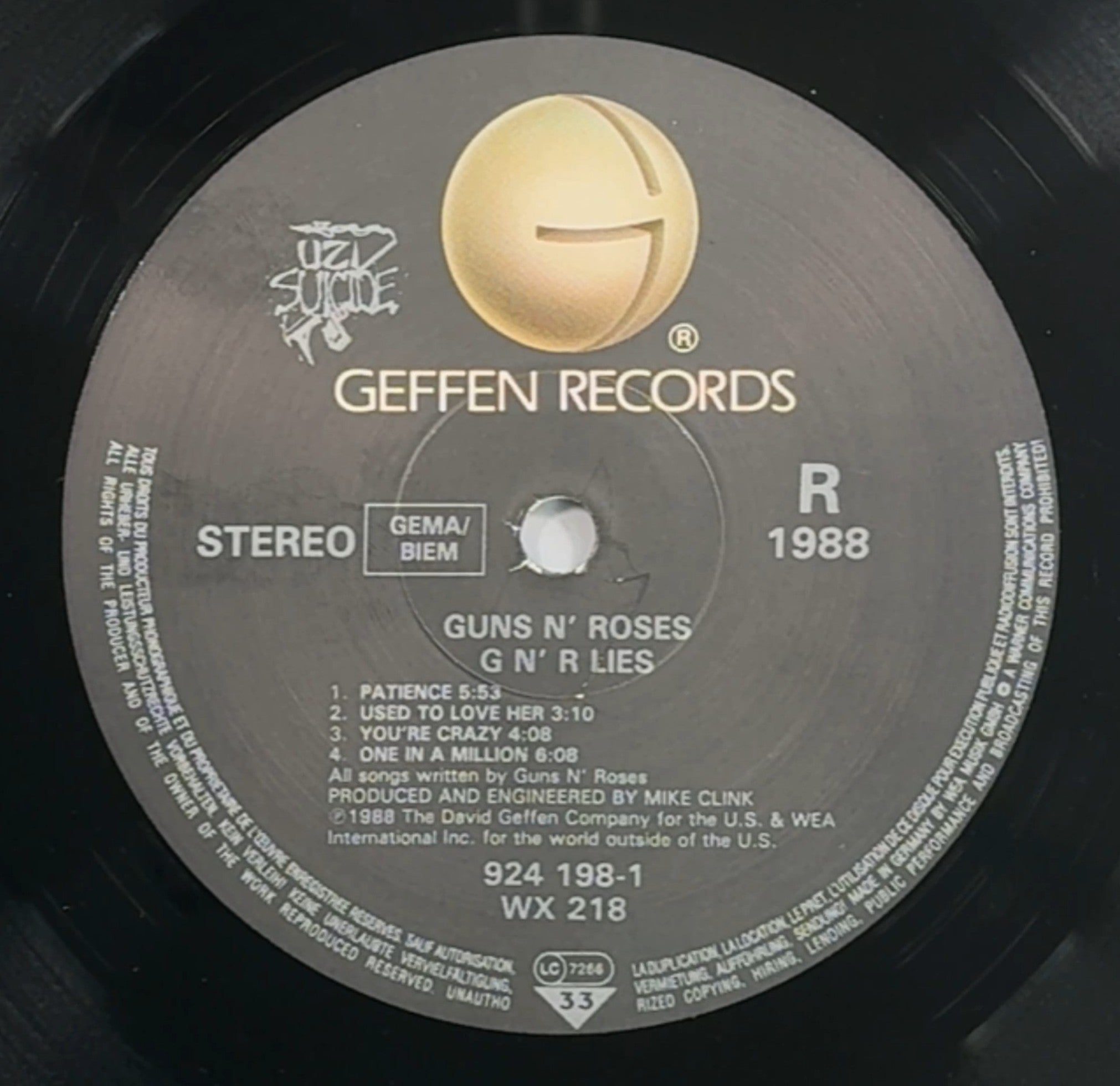 GN'R Lies -1988 Orig 1st Press Uncensored Euro VG+/VG+
