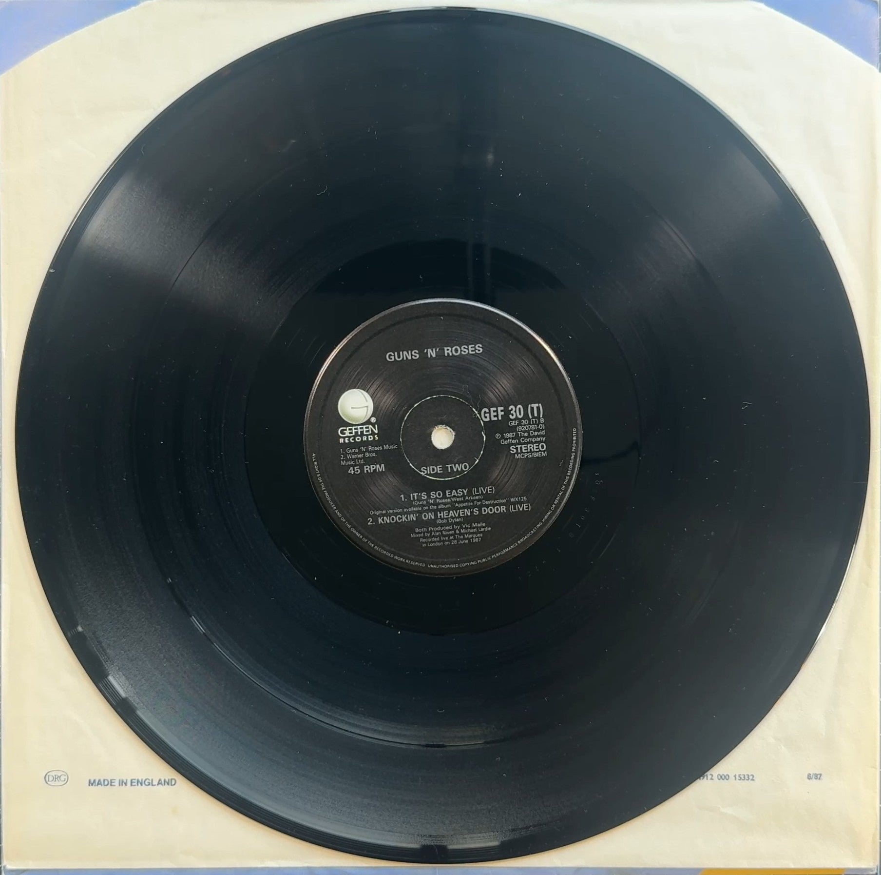 RARE Guns N' Roses - 1987 UK Poster-Cover Ltd/Special Edtn w 4 tracks NM/VG+