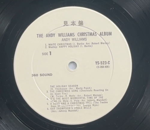 Unicorn! Andy Williams Christmas Album 1963 Japanese PROMO 1st Press VG+