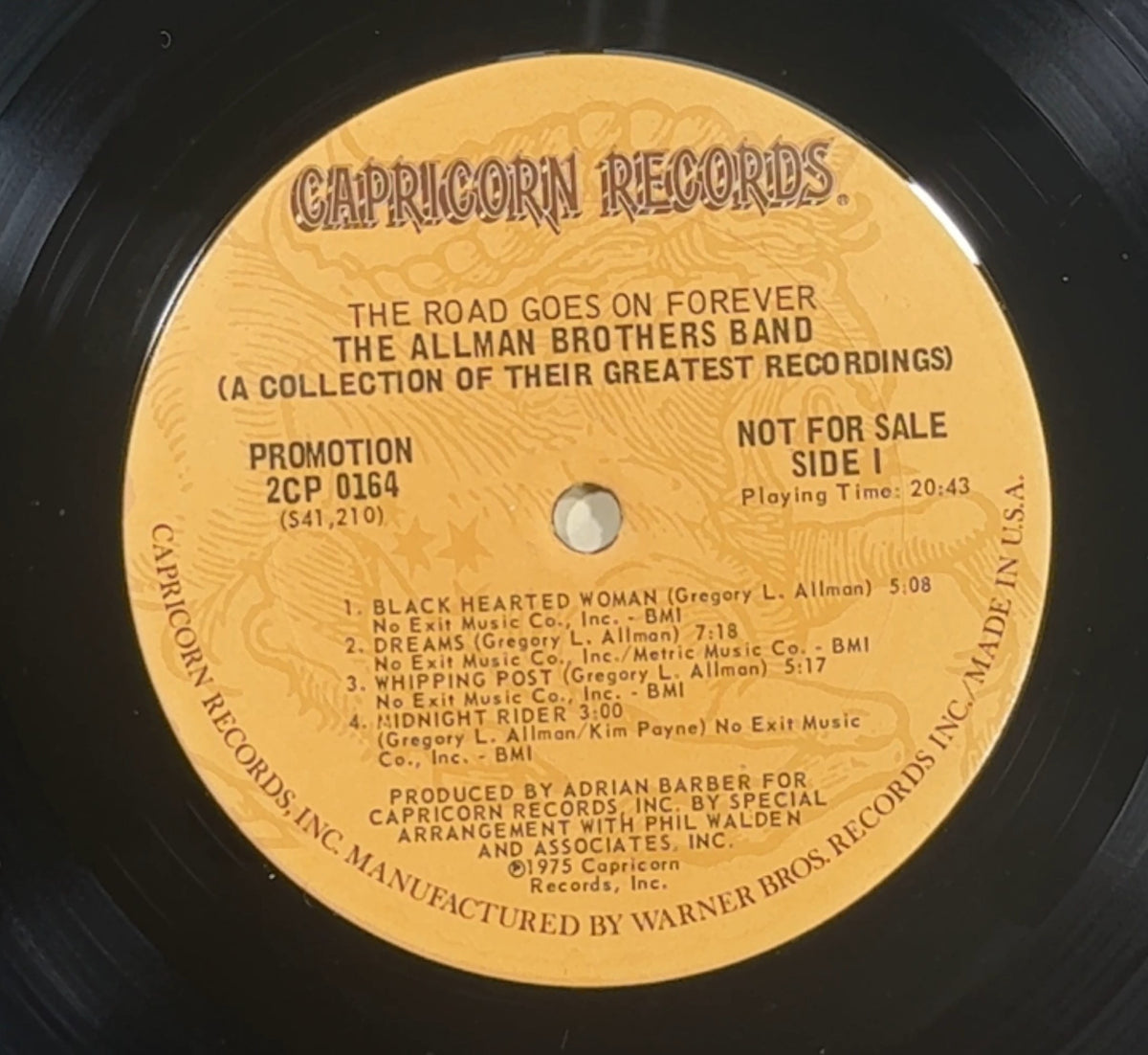 Allman Bros PROMO 1st Press The Road Goes On Forever 1975 VG/VG+
