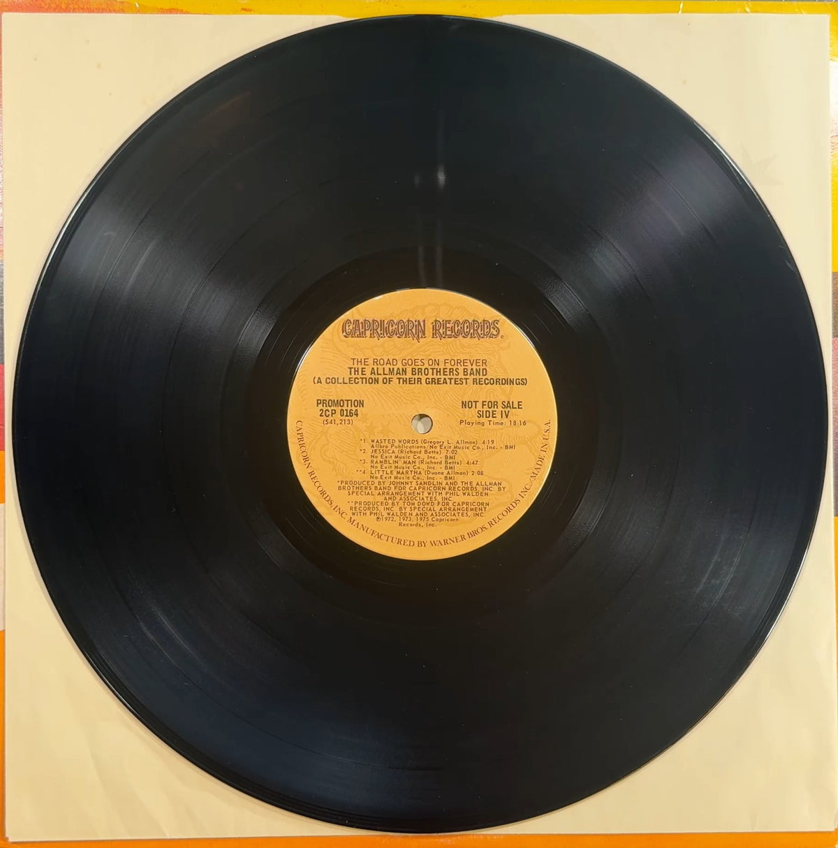 Allman Bros PROMO 1st Press The Road Goes On Forever 1975 VG/VG+