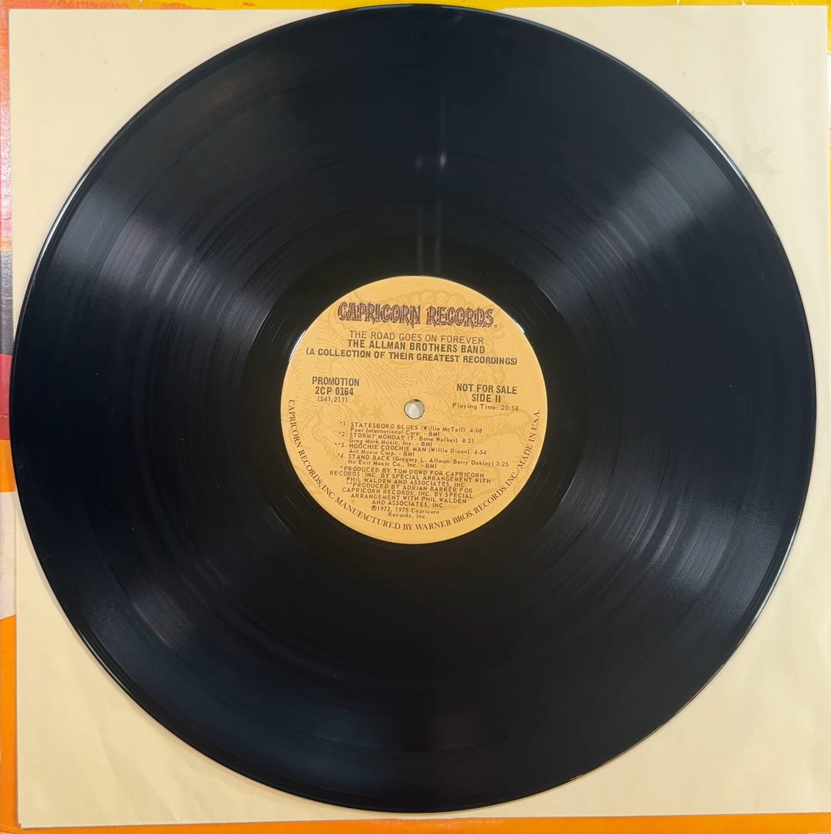 Allman Bros PROMO 1st Press The Road Goes On Forever 1975 VG/VG+