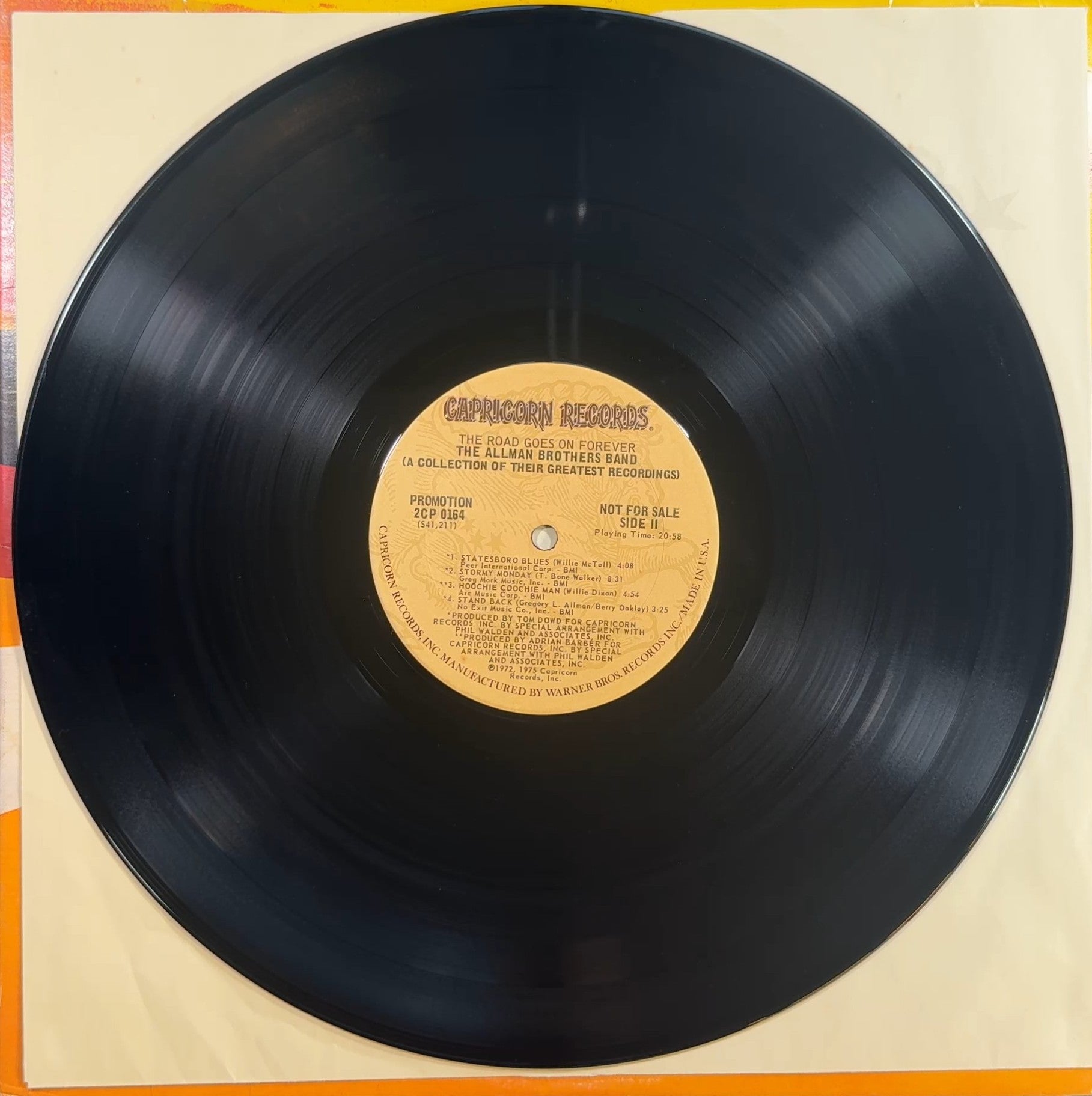 Allman Bros PROMO 1st Press The Road Goes On Forever 1975 VG/VG+