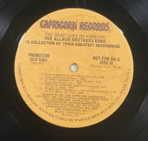 Allman Bros PROMO 1st Press The Road Goes On Forever 1975 VG/VG+