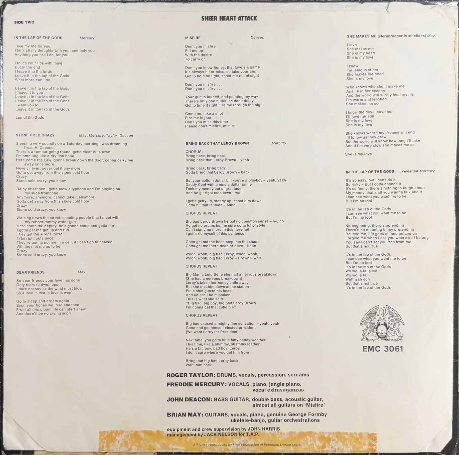 Queen Sheer Heart Attack 1974 UK 2nd Press VG/VG+