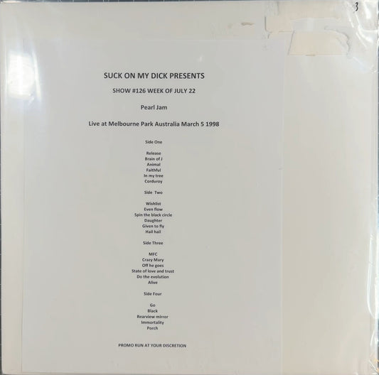 Super Rare Pearl Jam Live in Australia 1998 2xLP