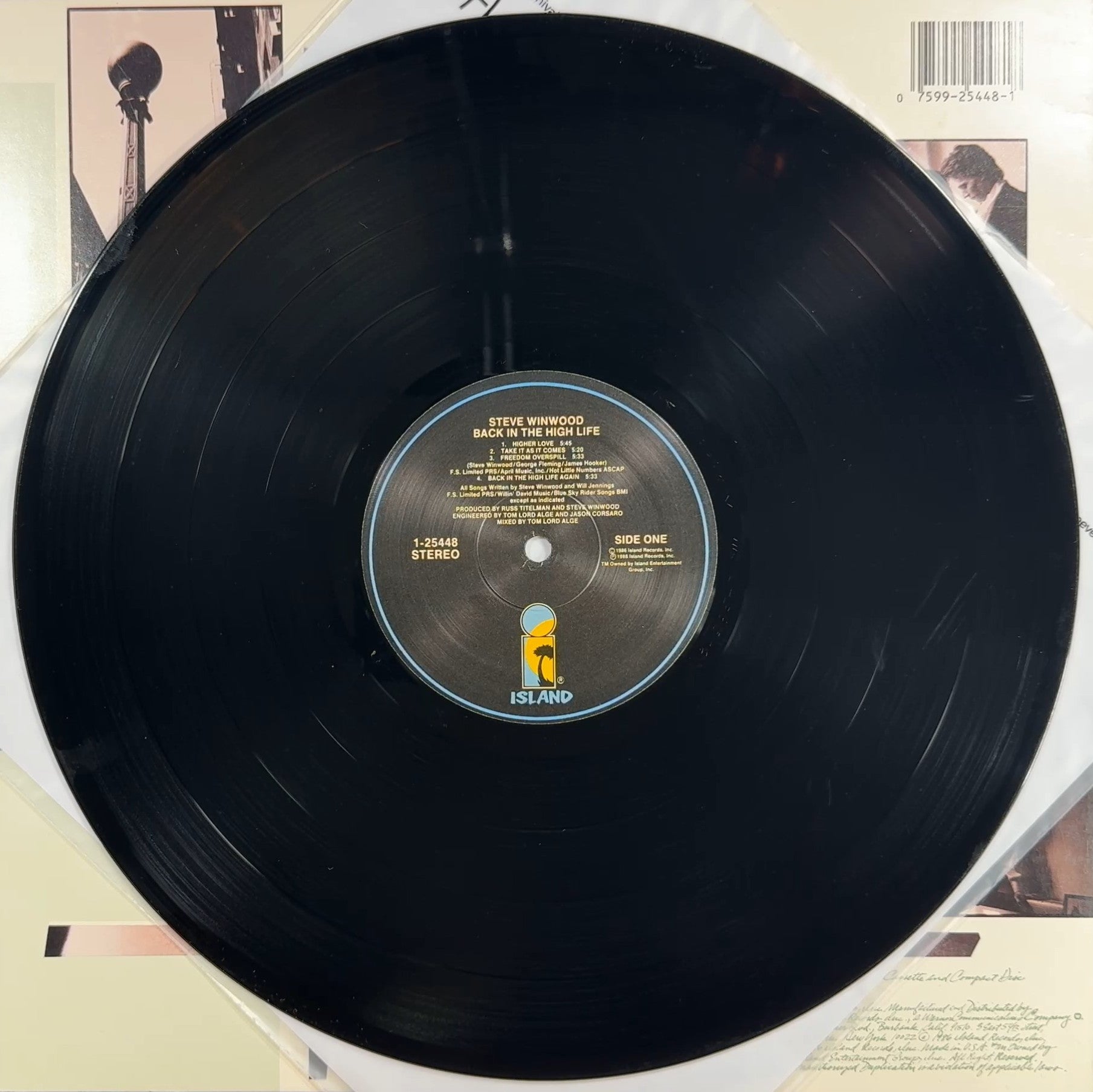 Steve Winwood Back In The High Life 1986 US 1st Press VG/VG+