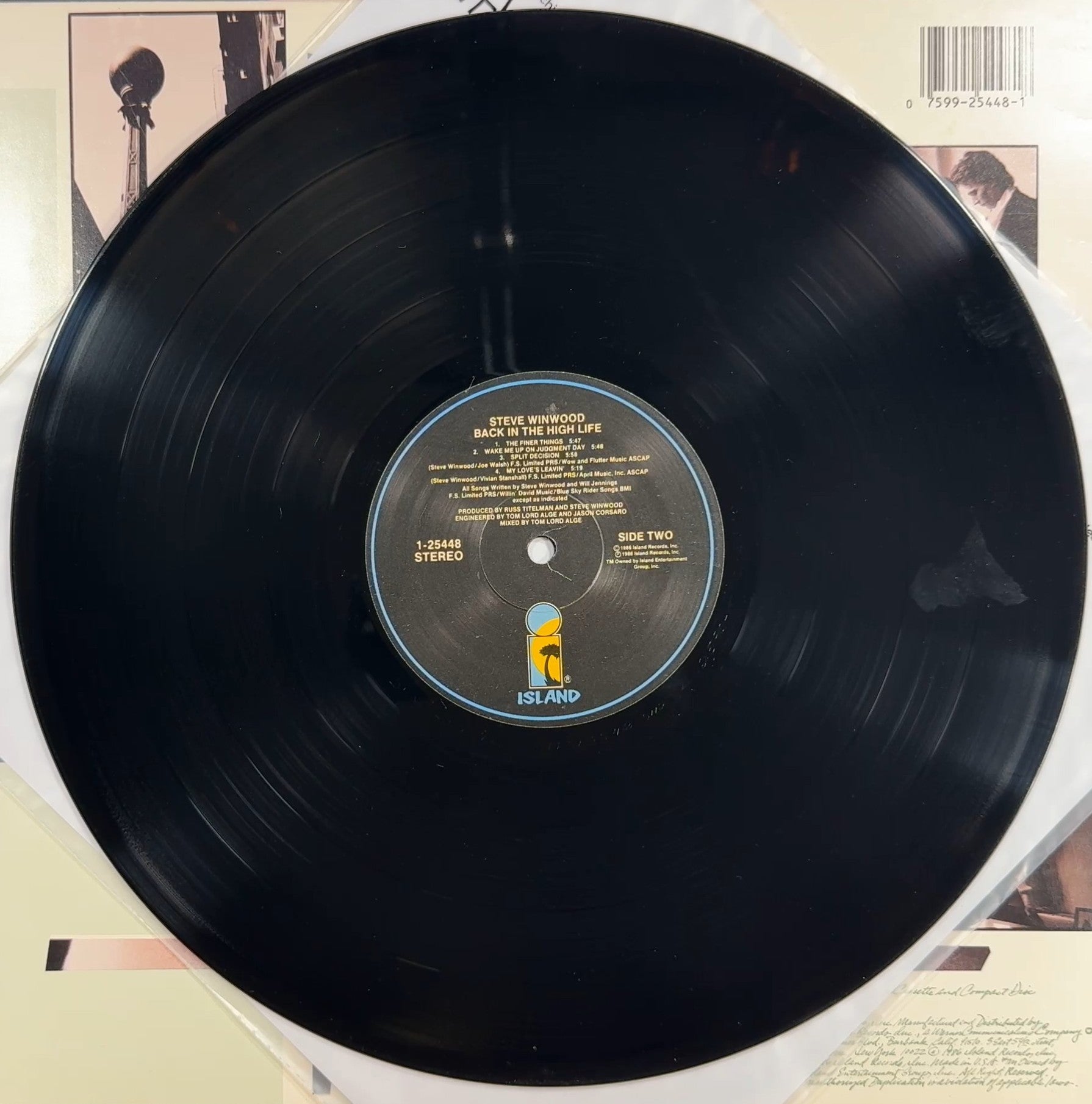 Steve Winwood Back In The High Life 1986 US 1st Press VG/VG+