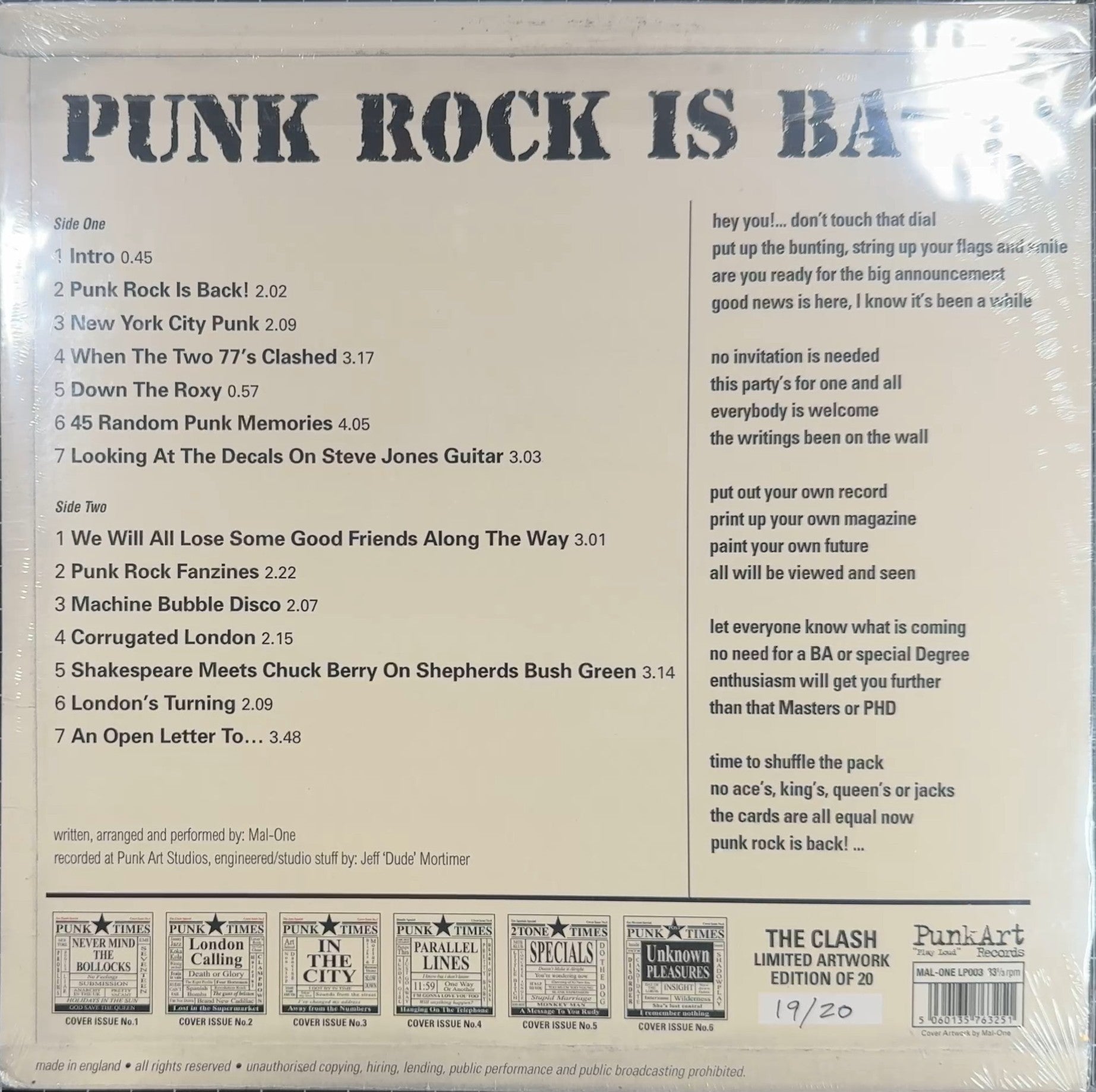 Ultra Rare Collector Opportunity! Complete Set of Punk Rock is Back! SEALED/NM
