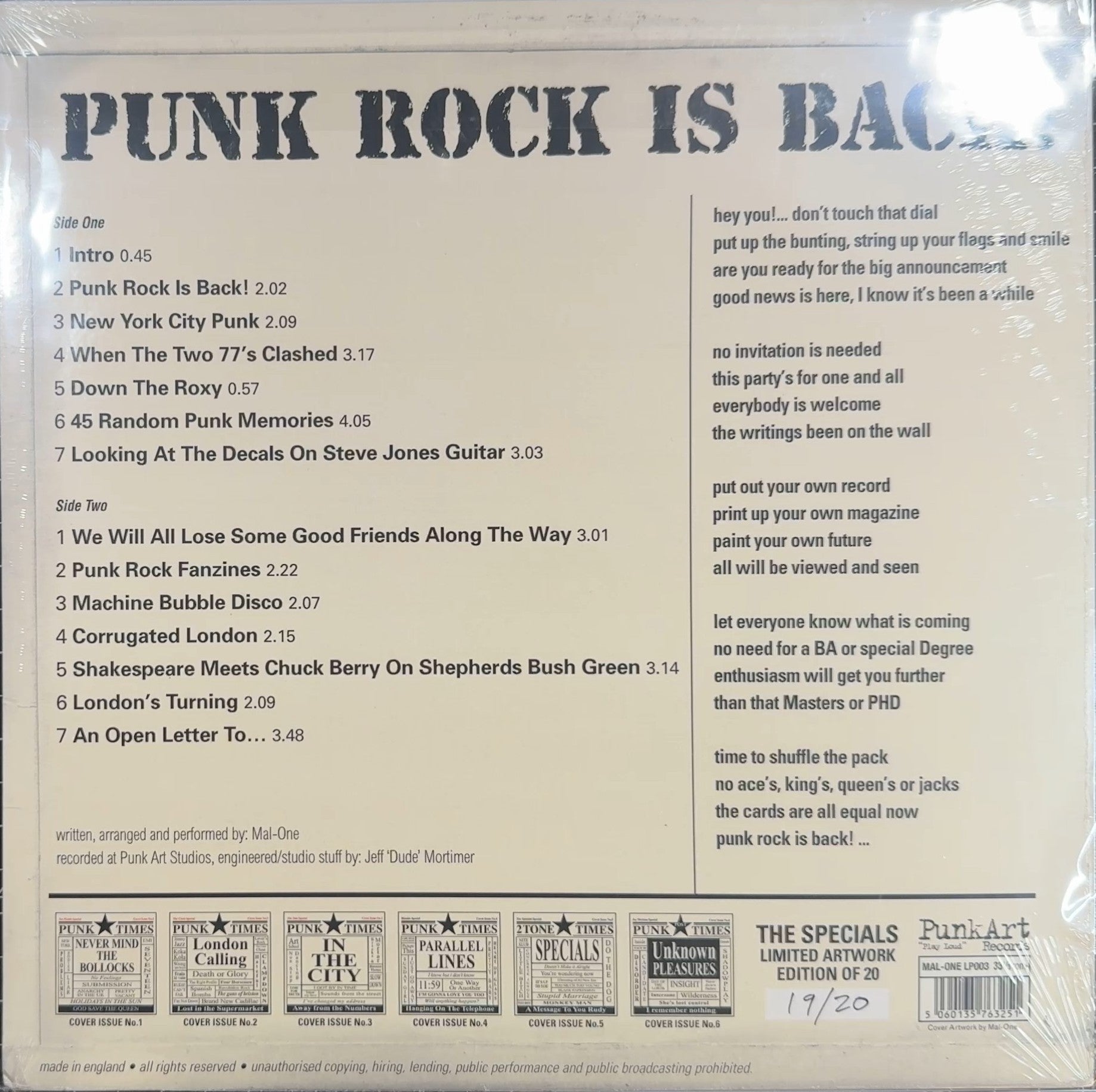 Ultra Rare Collector Opportunity! Complete Set of Punk Rock is Back! SEALED/NM