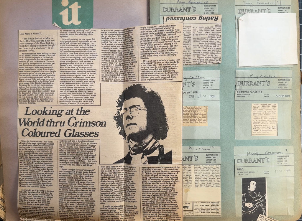 King Crimson Collector Pack! 1969 UK A2/B3 1st Press VG/VG + Scrapbook/Photo