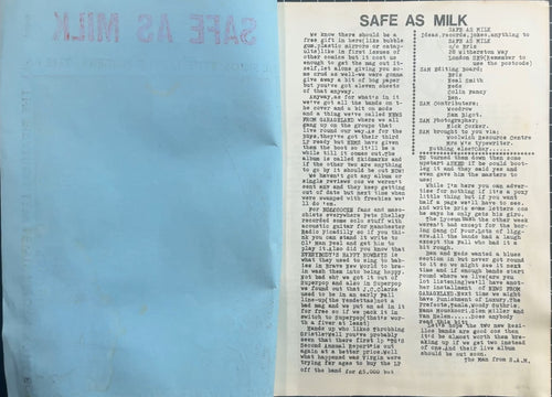 UK Punk Zine - Safe As Milk #1 - c. 1979 VG+
