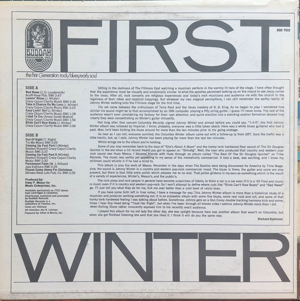 Johnny Winter First Winter 1969 US 1st Press VG+/VG+
