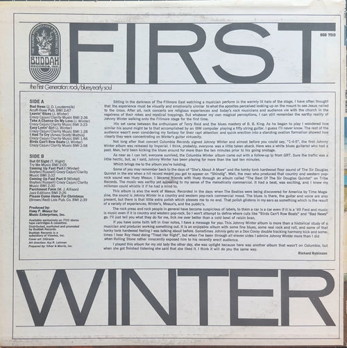 Johnny Winter First Winter 1969 US 1st Press VG+/VG+