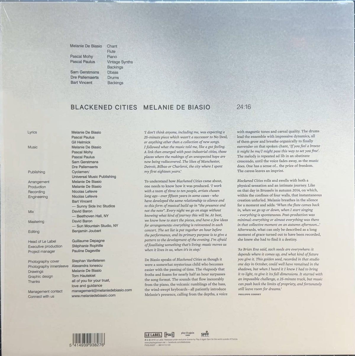 Melanie De Biasio - Blackened Cities EP 2016 Euro First 180g VG+/VG+