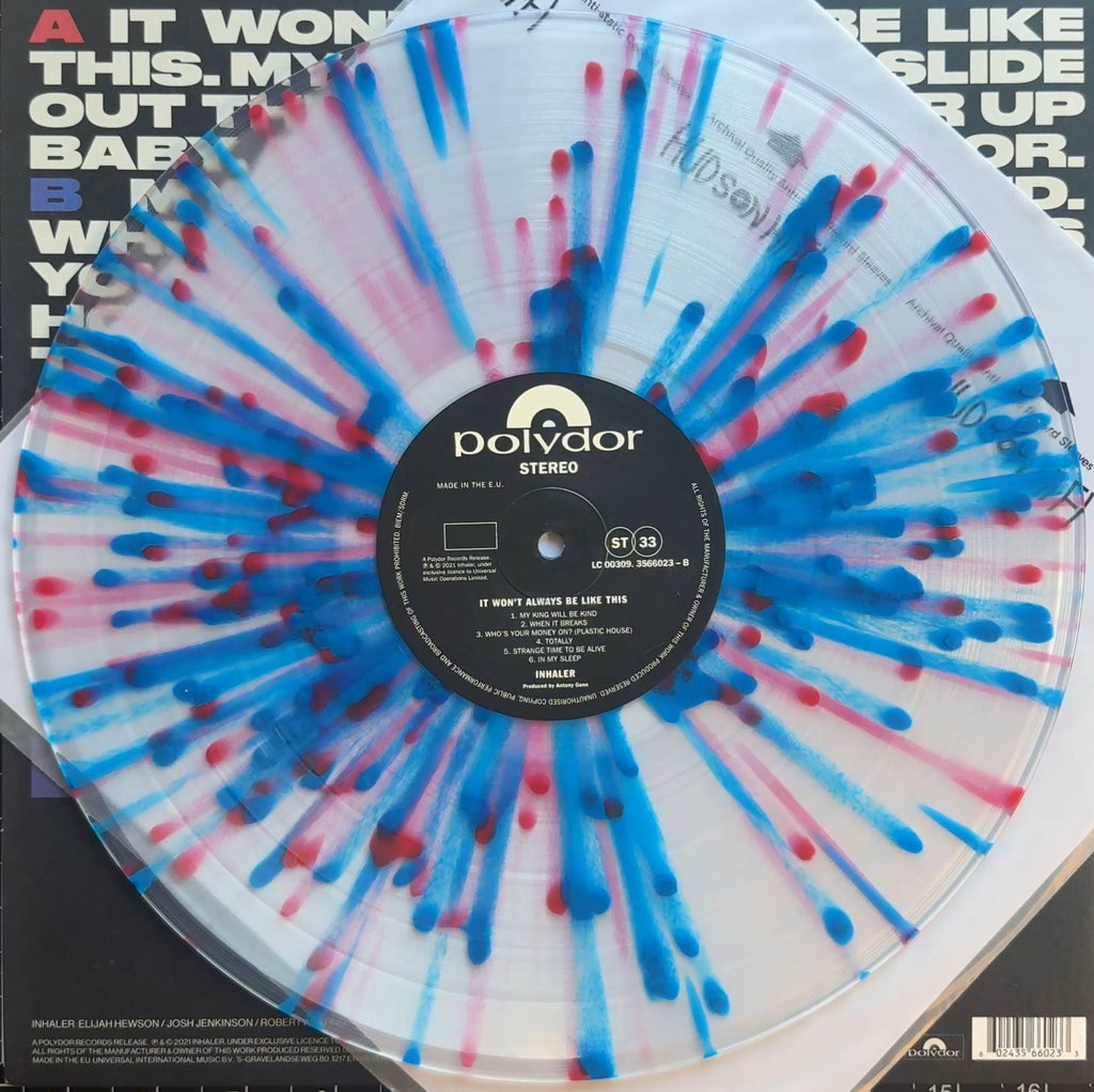 Inhaler - It Won't Always Be Like This 2021 Euro 180g Clear Splatter VG+/VG+