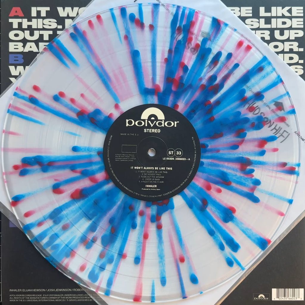 Inhaler - It Won't Always Be Like This 2021 Euro 180g Clear Splatter VG+/VG+