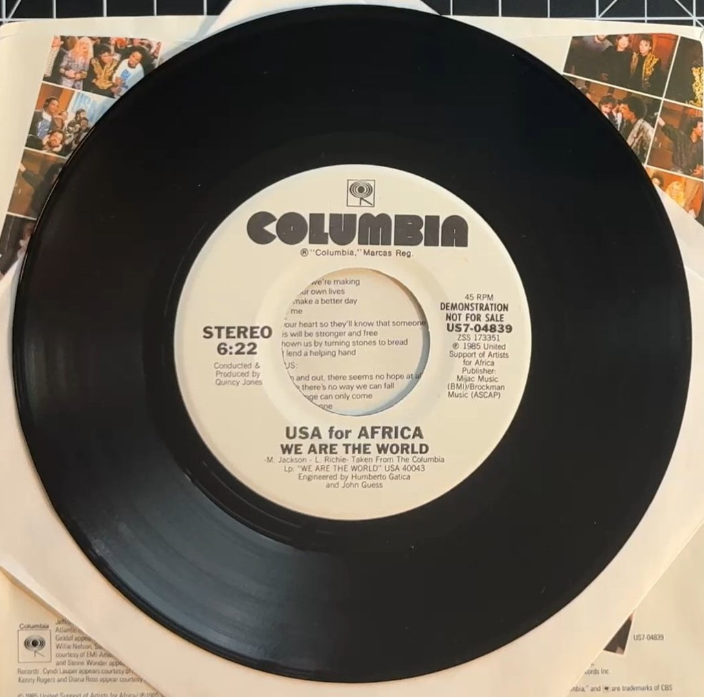 USA For Africa - We Are The World PROMO 7" 1985 VG+