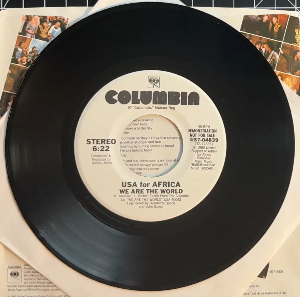 USA For Africa - We Are The World PROMO 7" 1985 VG+