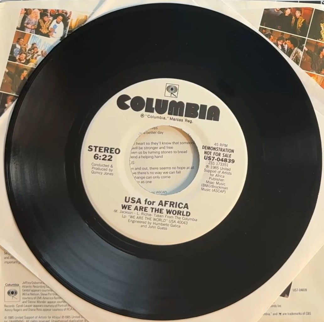 USA For Africa - We Are The World PROMO 7" 1985 VG+