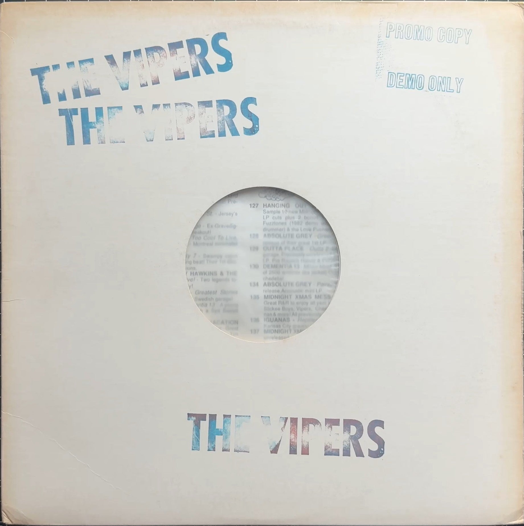 The Vipers - How About Somemore? 1988 US PROMO VG+/VG+
