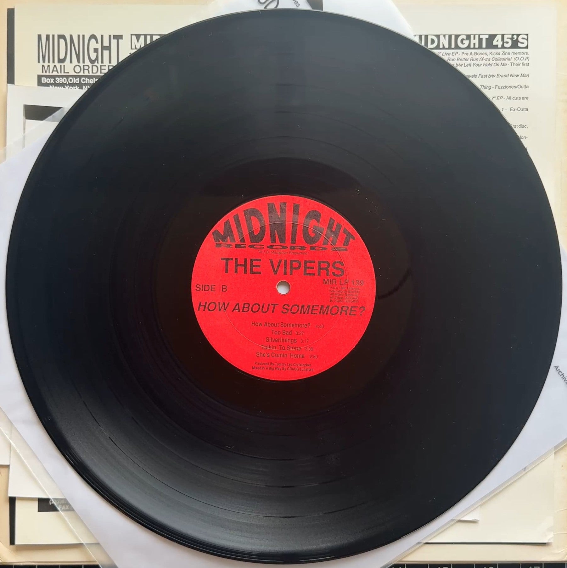 The Vipers - How About Somemore? 1988 US PROMO VG+/VG+
