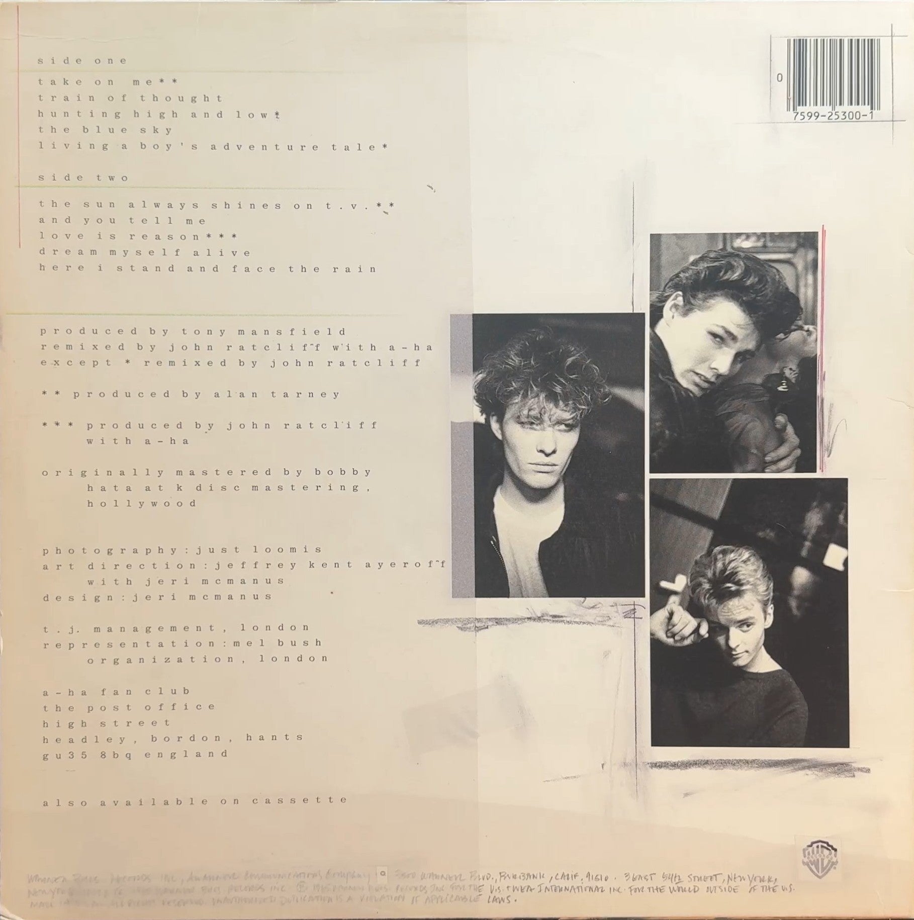 A-ha - Hunting High And Low 1985 US 1st Press VG+/VG+