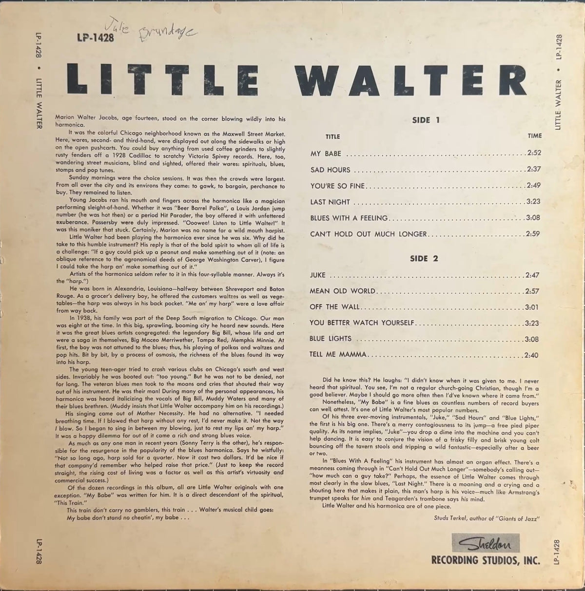 The Best of Little Walter 1957 US First Press VG/VG+