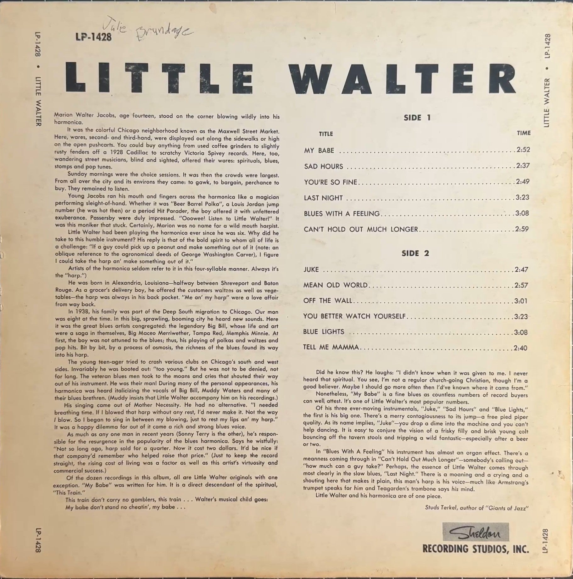 The Best of Little Walter 1957 US 1st Press VG/VG+