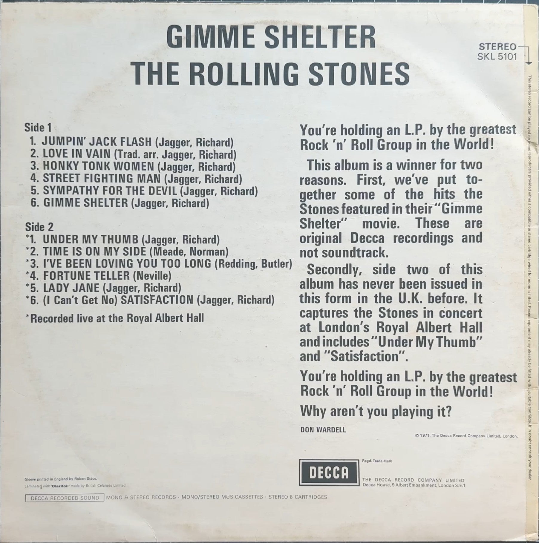 Rolling Stones Gimme Shelter 1971 UK 1st Press VG/VG+