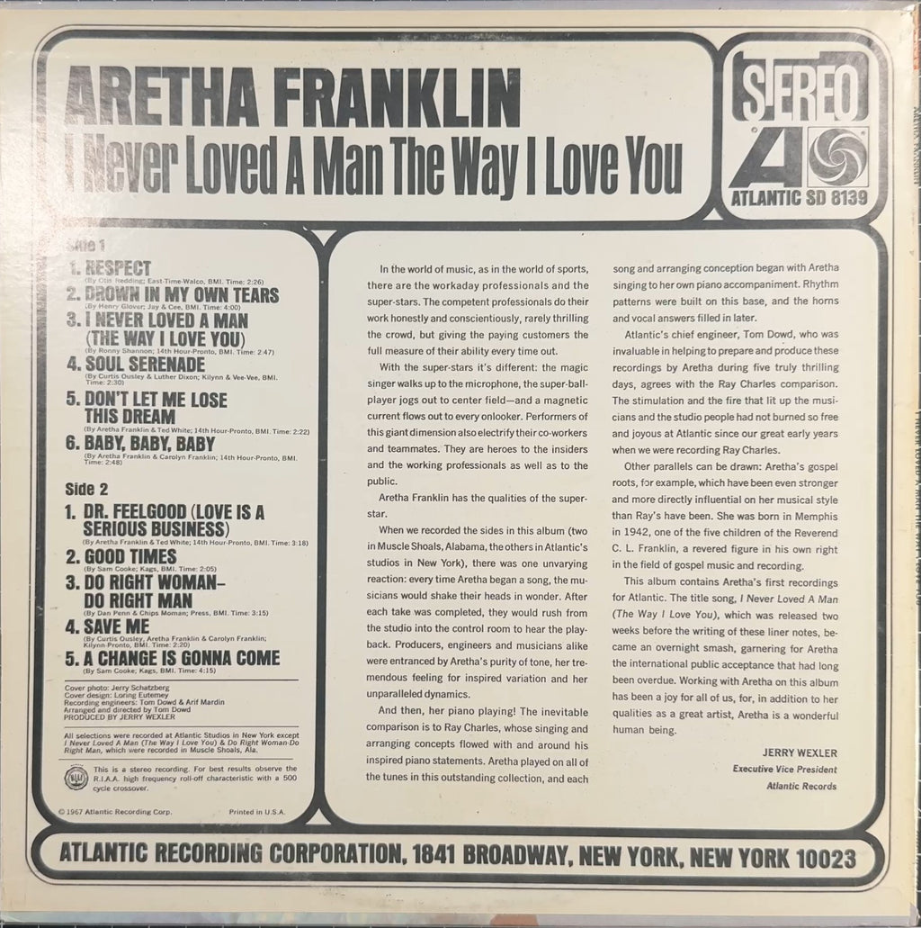 Aretha Franklin I Never Loved a Man the Way I Love You c.1973/74 US VG+/VG+
