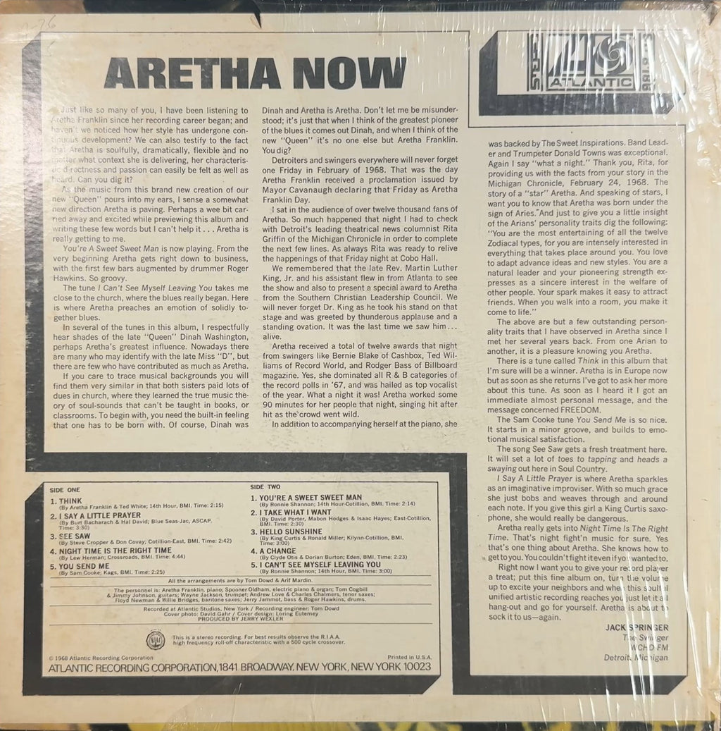 Aretha Franklin - Aretha Now 1968 US early reissue VG/VG