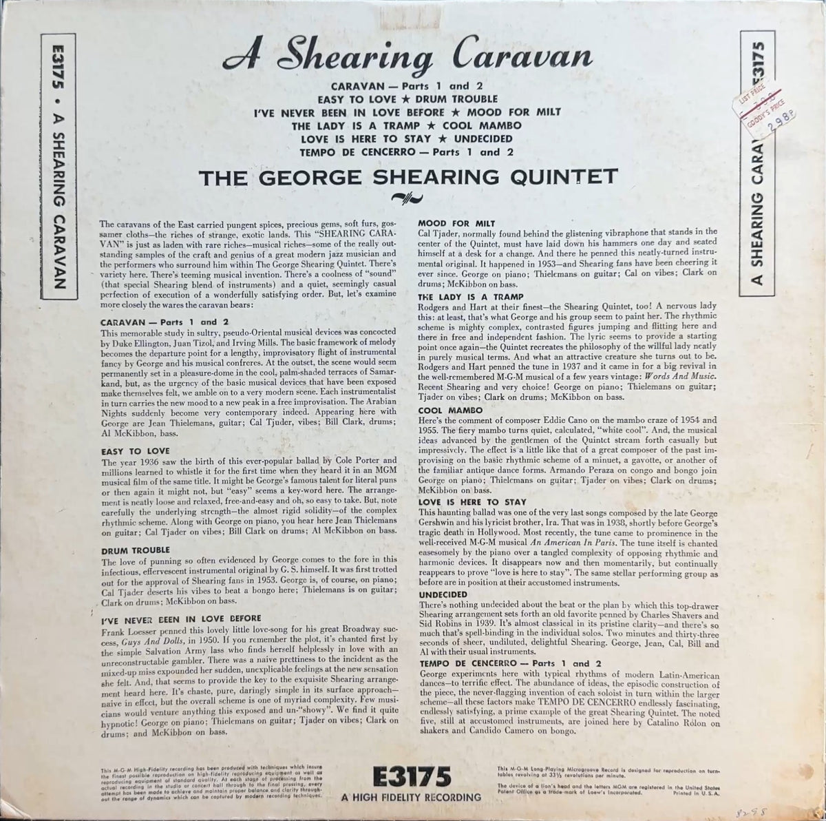 George Shearing A Shearing Caravan c.1959 US VG/VG Rare Label Variant