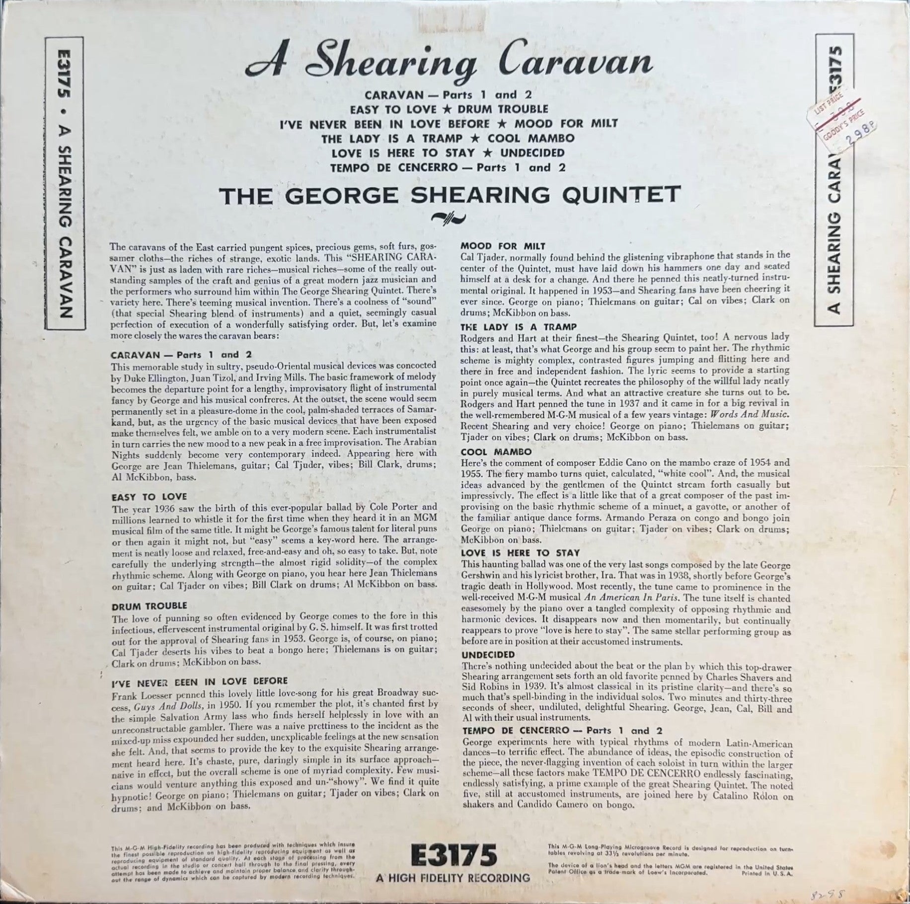 George Shearing A Shearing Caravan c.1959 US VG/VG Rare Label Variant