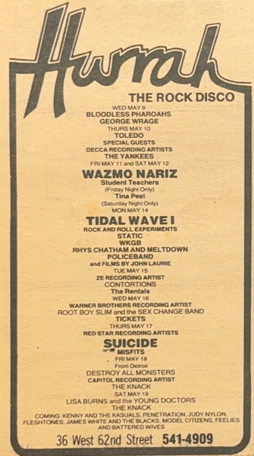 Vintage NYC Rock Ad from May 1979 (Suicide, Misfits & many others!)