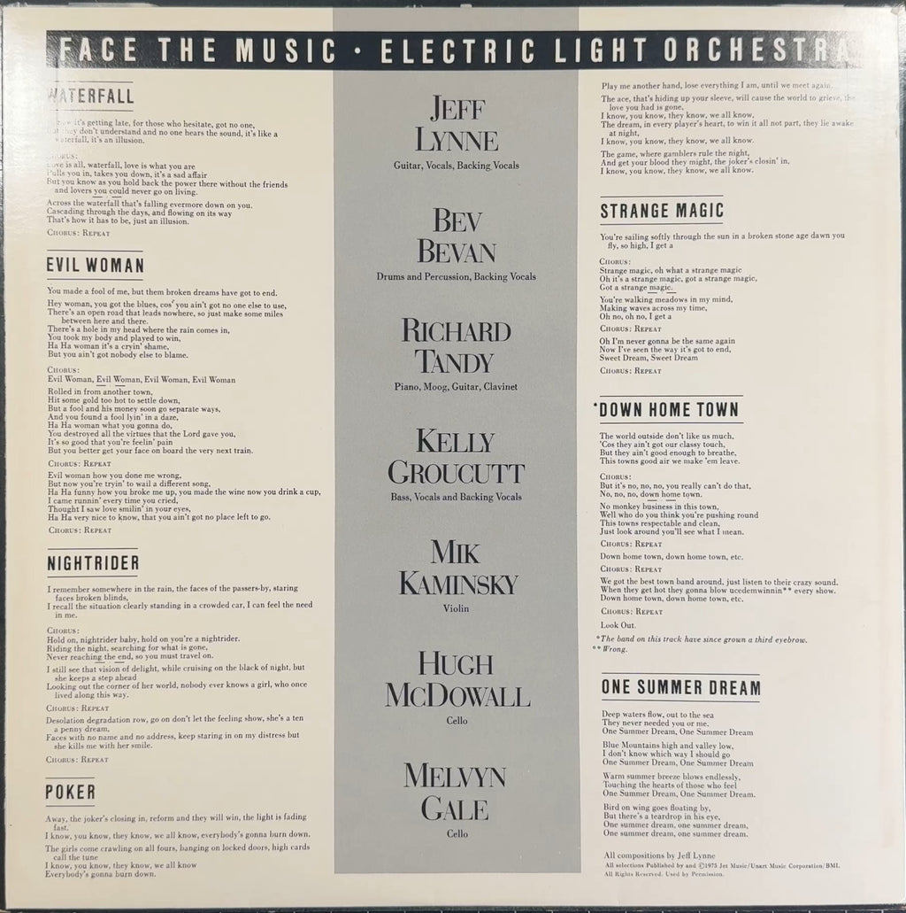 Electric Light Orchestra - Face The Music 1975 US 1st Press VG+/VG+ ELO