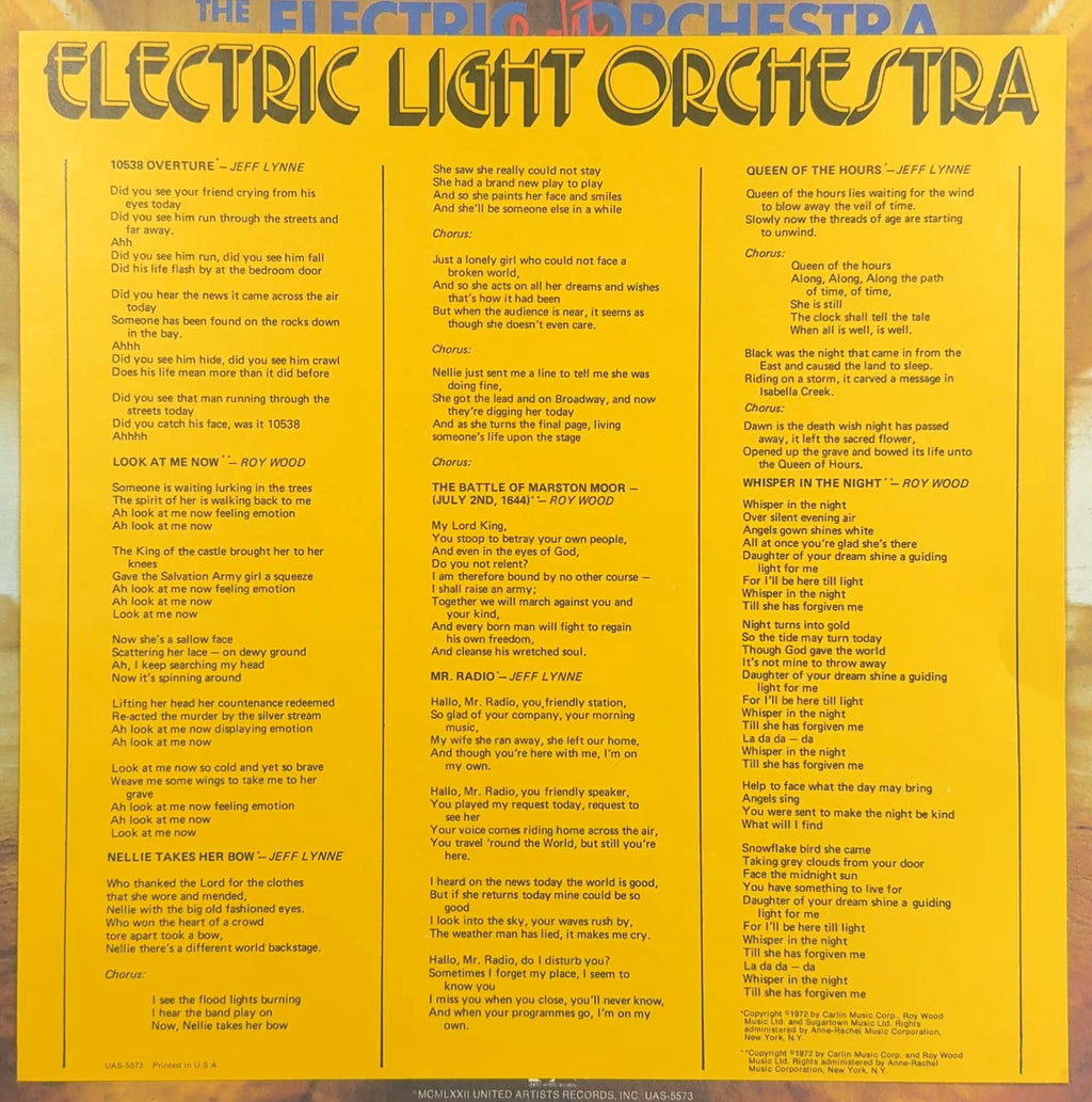 Electric Light Orchestra No Answer 1972 US 1st Press VG+/VG+ ELO
